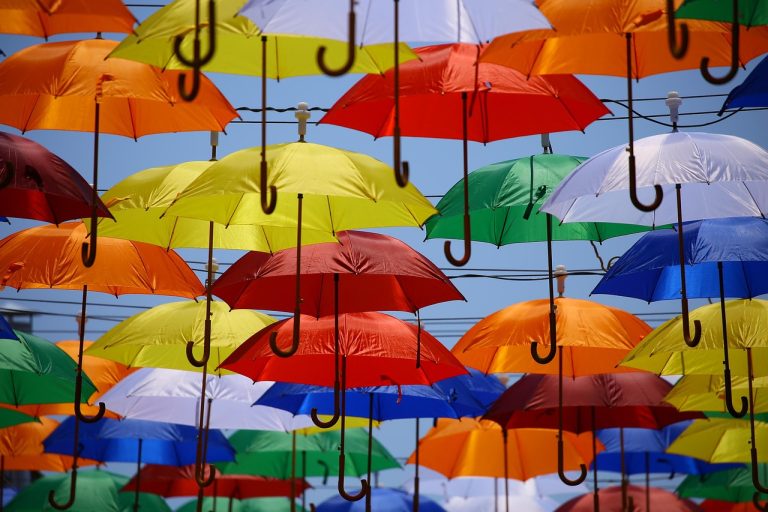 Umbrellas, colorful, arts — Coronavirus disease 2019